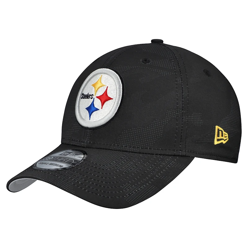 Men's New Era  Black Pittsburgh Steelers Tonal Camo 39THIRTY Stretch Fit Hat