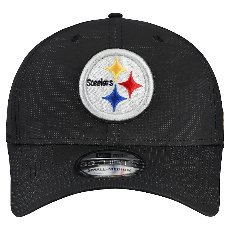 Men's New Era  Black Pittsburgh Steelers Tonal Camo 39THIRTY Stretch Fit Hat