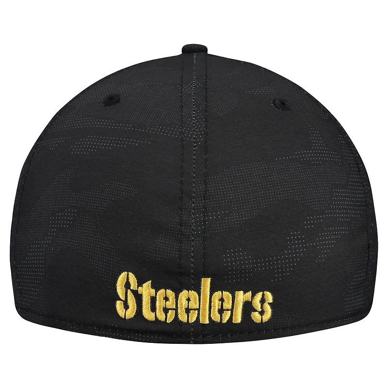 Men's New Era  Black Pittsburgh Steelers Tonal Camo 39THIRTY Stretch Fit Hat