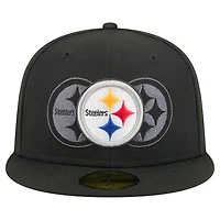 Men's New Era Black Pittsburgh Steelers Tri-Hit 59FIFTY Fitted Hat