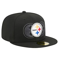 Men's New Era Black Pittsburgh Steelers Tri-Hit 59FIFTY Fitted Hat