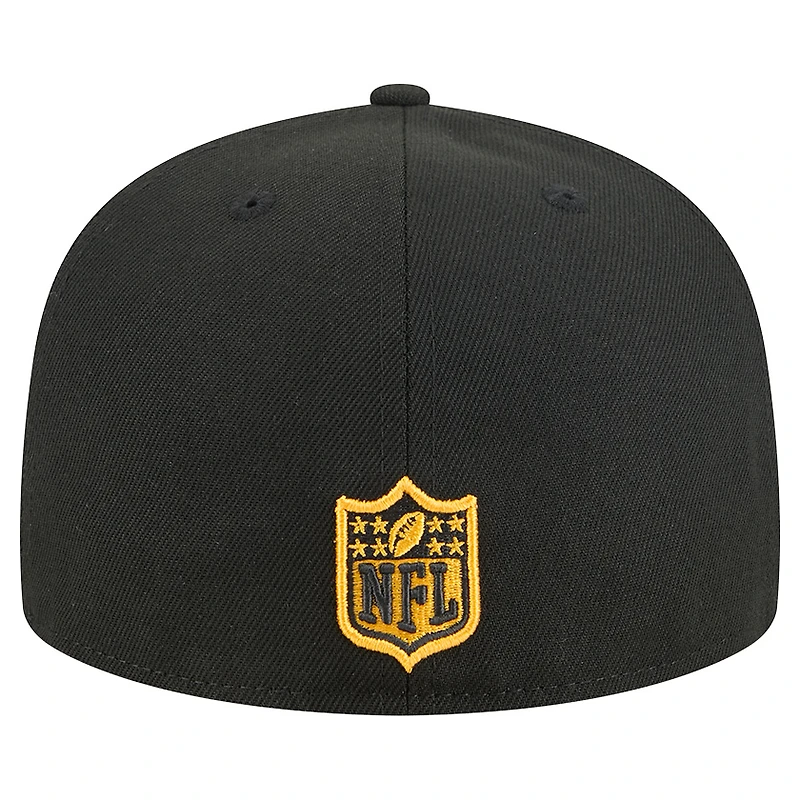 Casquette ajustée New Era noire Tri-Hit 59FIFTY des Pittsburgh Steelers pour homme