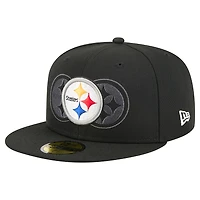 Casquette ajustée New Era noire Tri-Hit 59FIFTY des Pittsburgh Steelers pour homme