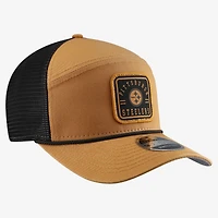 Men's New Era  Brown/Black Pittsburgh Steelers Team Patch Split Panel 9SEVENTY Adjustable Trucker Hat
