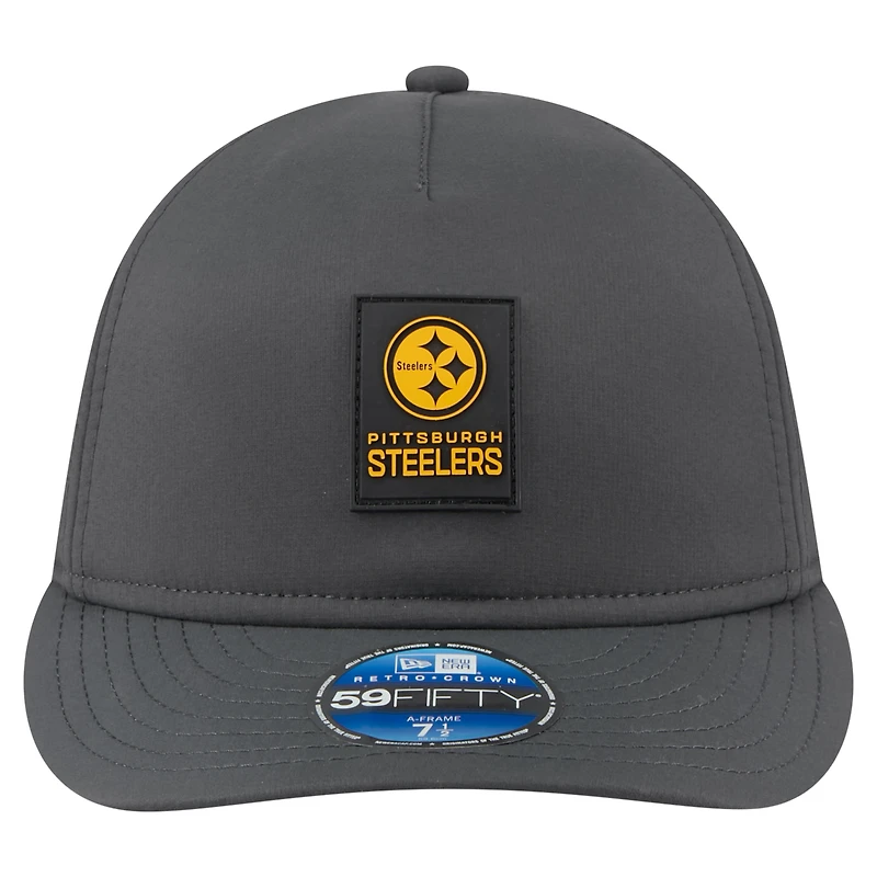 Men's New Era Charcoal Pittsburgh Steelers 2025 Sideline Cold Weather Retro Crown 59FIFTY Fitted Hat