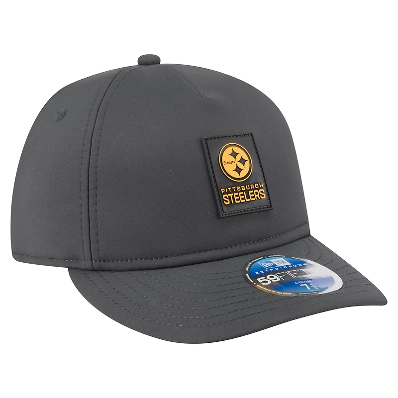 Men's New Era Charcoal Pittsburgh Steelers 2025 Sideline Cold Weather Retro Crown 59FIFTY Fitted Hat