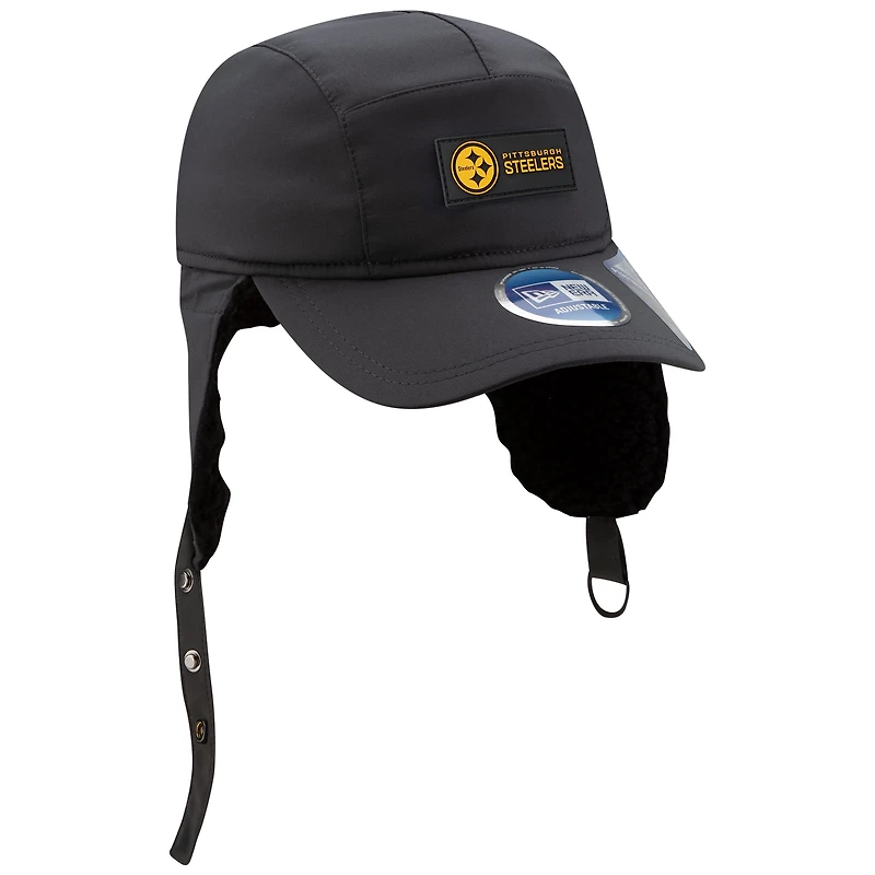 Men's New Era Charcoal Pittsburgh Steelers 2025 Sideline Cold Weather Runner Dog Ear Adjustable Hat