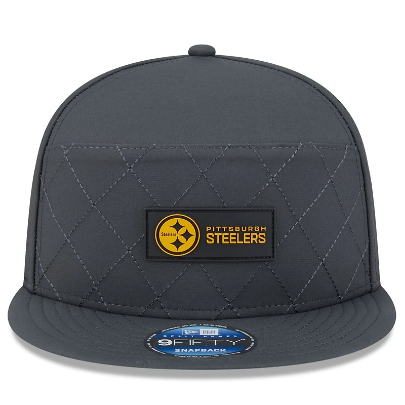 Men's New Era Charcoal Pittsburgh Steelers 2025 Sideline Cold Weather Split Panel 9FIFTY Snapback Hat