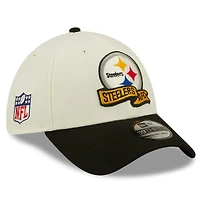 Men's New Era Cream/Black Pittsburgh Steelers 2022 Sideline - 39THIRTY 2-Tone Flex Hat