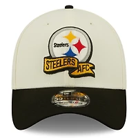 Men's New Era Cream/Black Pittsburgh Steelers 2022 Sideline - 39THIRTY 2-Tone Flex Hat