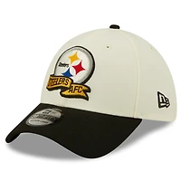 Men's New Era Cream/Black Pittsburgh Steelers 2022 Sideline - 39THIRTY 2-Tone Flex Hat