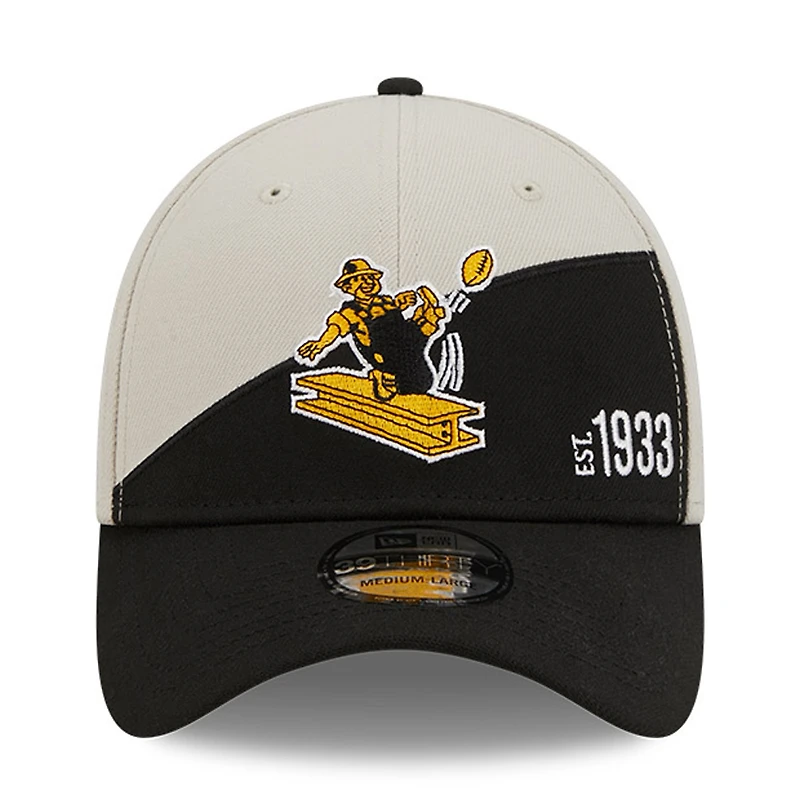 Men's New Era Cream/Black Pittsburgh Steelers 2023 Sideline Historic 39THIRTY Flex Hat