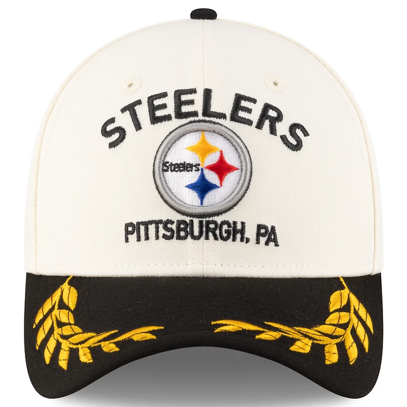 Men's New Era Cream/Black Pittsburgh Steelers 2025 NFL Draft 39THIRTY Flex Hat