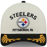 Casquette ajustable New Era 9FORTY M-Crown A-Frame pour homme, couleur crème/noir, des Pittsburgh Steelers, draft NFL 2025