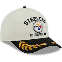 Men's New Era Cream/Black Pittsburgh Steelers 2025 NFL Draft 9FORTY M-Crown A-Frame Adjustable Hat