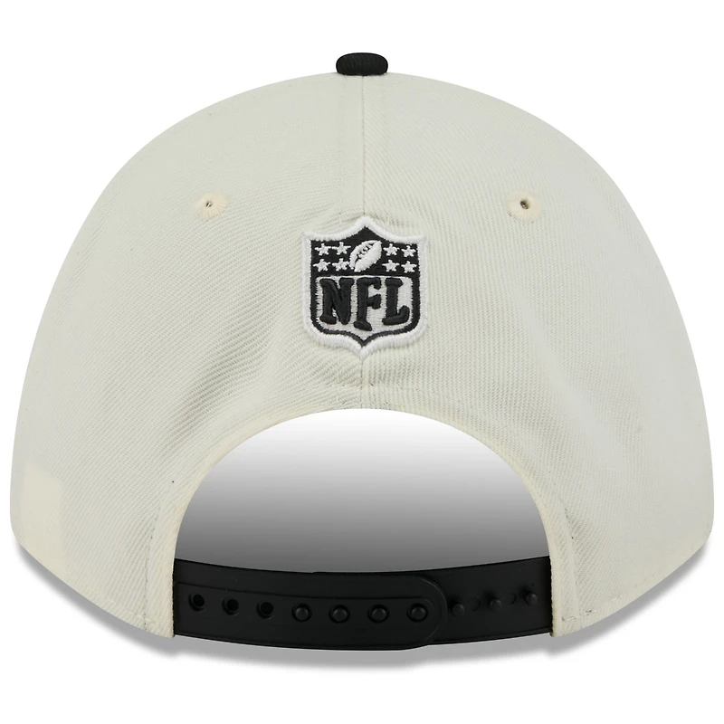 Casquette ajustable New Era 9FORTY M-Crown A-Frame pour homme, couleur crème/noir, des Pittsburgh Steelers, draft NFL 2025