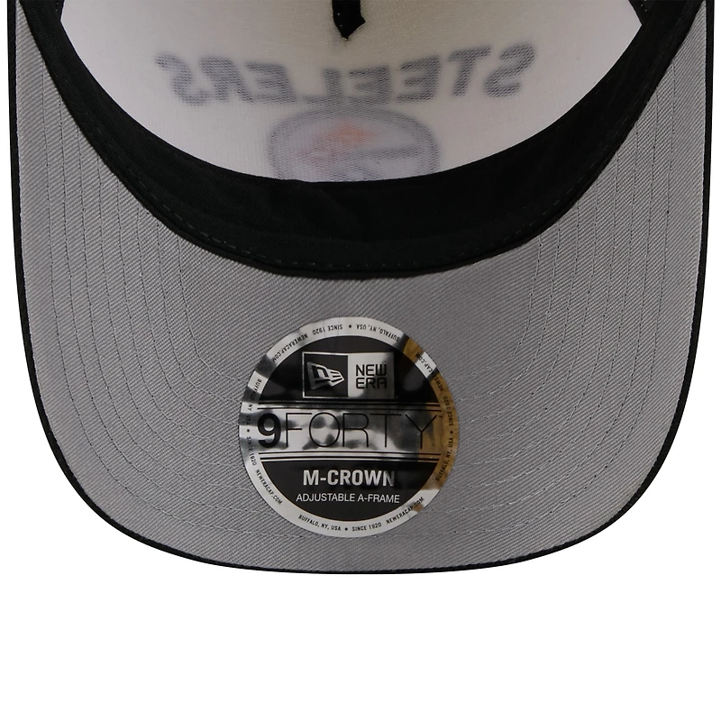 Casquette ajustable New Era 9FORTY M-Crown A-Frame pour homme, couleur crème/noir, des Pittsburgh Steelers, draft NFL 2025