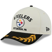 Men's New Era Cream/Black Pittsburgh Steelers 2025 NFL Draft 9FORTY M-Crown A-Frame Adjustable Hat