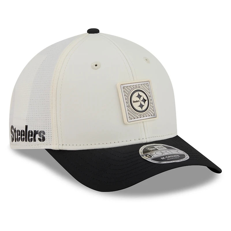 Men's New Era  Cream/Black Pittsburgh Steelers 2026 NFL Training Camp 9FORTY Adjustable Hat
