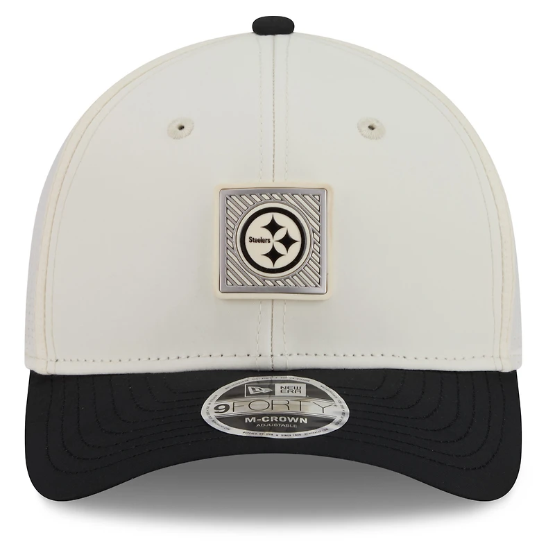 Men's New Era  Cream/Black Pittsburgh Steelers 2026 NFL Training Camp 9FORTY Adjustable Hat