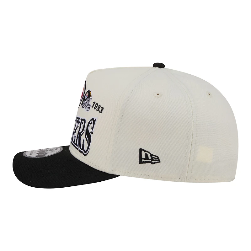 Men's New Era Cream/Black Pittsburgh Steelers A-Frame 9FIFTY Snapback Hat