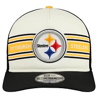 Casquette snapback New Era 9FIFTY Trucker à motif drapeau des Steelers de Pittsburgh, crème/noir, pour homme
