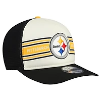 Men's New Era  Cream/Black Pittsburgh Steelers Banner A-Frame 9FIFTY Snapback Hat