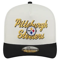 Men's New Era  Cream/Black Pittsburgh Steelers Chainstitch A-Frame 9FIFTY Adjustable Hat