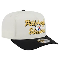 Men's New Era  Cream/Black Pittsburgh Steelers Chainstitch A-Frame 9FIFTY Adjustable Hat