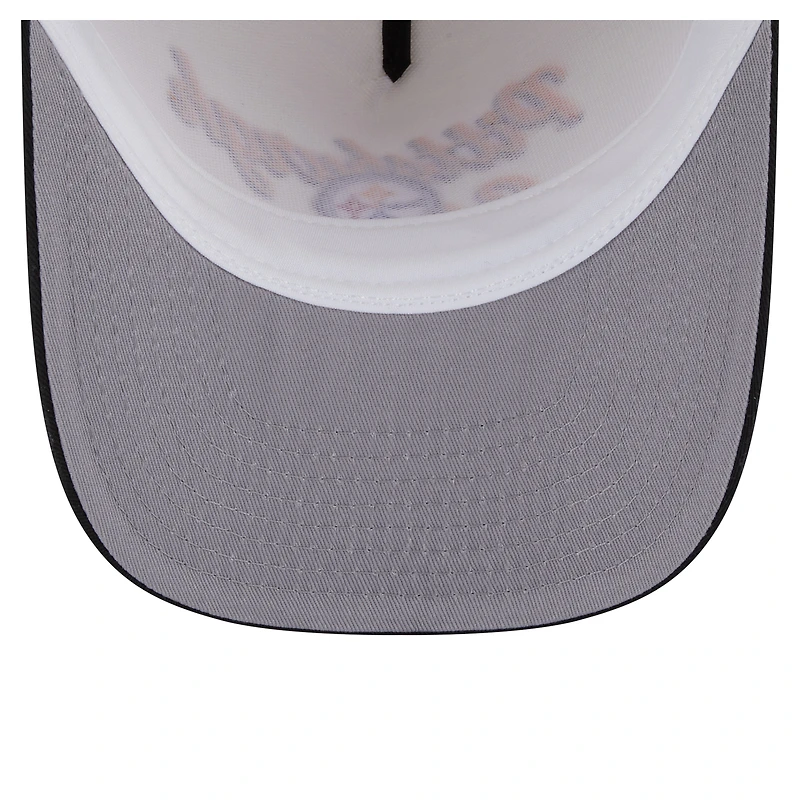 Men's New Era Cream/Black Pittsburgh Steelers Chainstitch A-Frame 9FIFTY Adjustable Hat