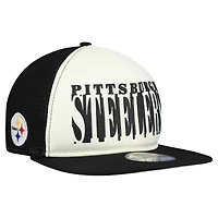 Men's New Era Cream/Black Pittsburgh Steelers  Cutout A-Frame 9FIFTY Snapback Hat