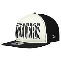Men's New Era Cream/Black Pittsburgh Steelers  Cutout A-Frame 9FIFTY Snapback Hat