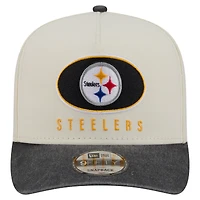 Men's New Era  Cream/Black Pittsburgh Steelers Washed A-Frame 9FIFTY Snapback Hat