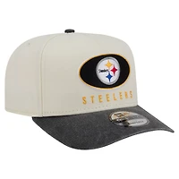 Men's New Era  Cream/Black Pittsburgh Steelers Washed A-Frame 9FIFTY Snapback Hat