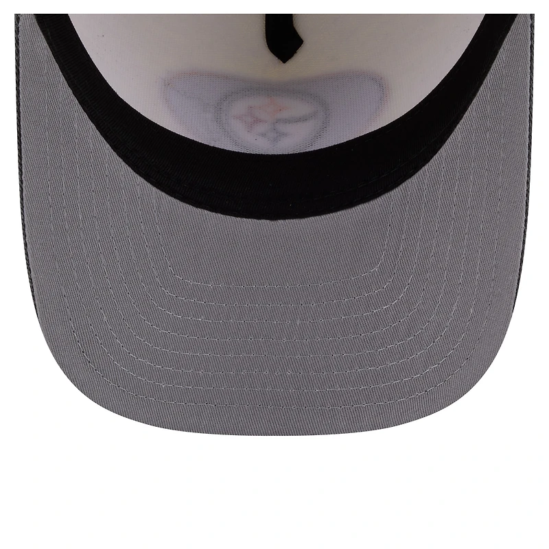 Men's New Era Cream/Black Pittsburgh Steelers Washed A-Frame 9FIFTY Snapback Hat