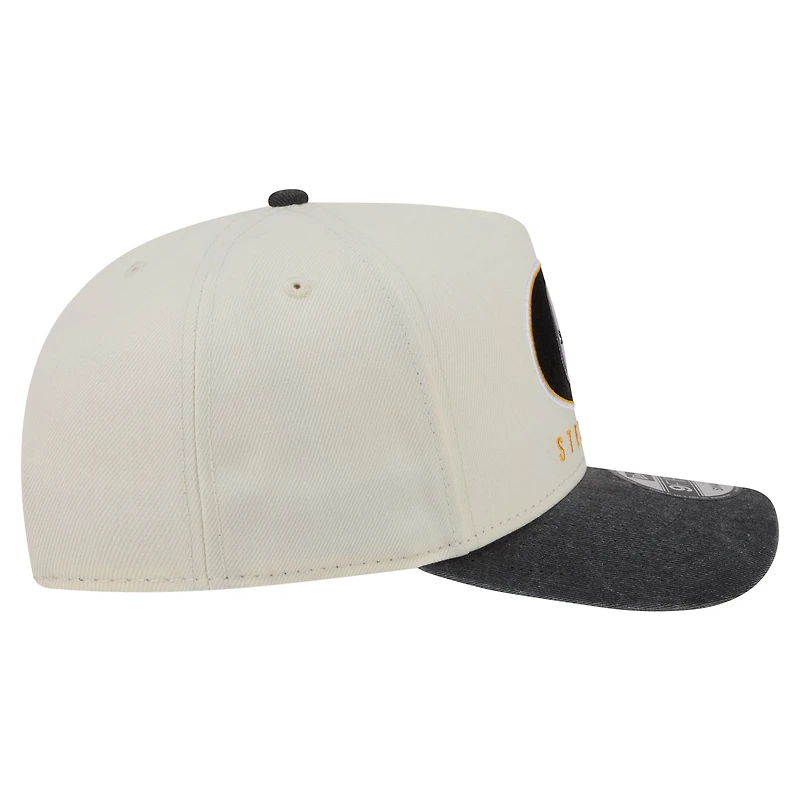 Men's New Era Cream/Black Pittsburgh Steelers Washed A-Frame 9FIFTY Snapback Hat