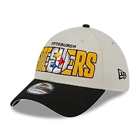 Casquette flex New Era Pittsburgh Steelers 2023 NFL Draft 39THIRTY crème pour homme