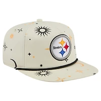 Casquette ajustable New Era pour homme, couleur crème, motif céleste des Pittsburgh Steelers