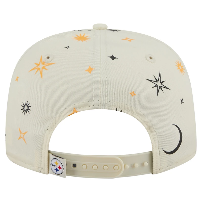 Casquette ajustable New Era pour homme, couleur crème, motif céleste des Pittsburgh Steelers
