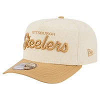 Men's New Era  Cream Pittsburgh Steelers Herringbone 9FIFTY A-Frame Snapback Hat