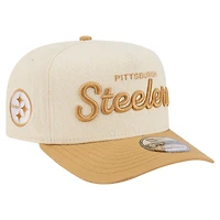 Men's New Era  Cream Pittsburgh Steelers Herringbone 9FIFTY A-Frame Snapback Hat