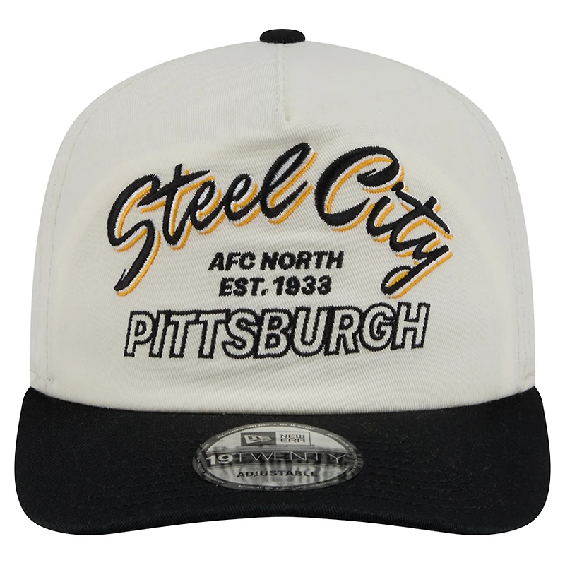Men's New Era Cream Pittsburgh Steelers Script 19TWENTY Adjustable Hat