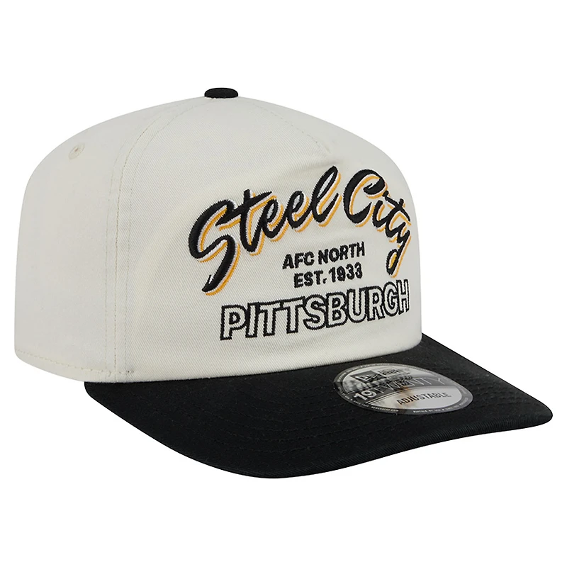 Men's New Era Cream Pittsburgh Steelers Script 19TWENTY Adjustable Hat