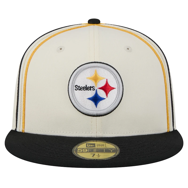 Casquette ajustée 59FIFTY crème Pittsburgh Steelers Soutache New Era pour hommes