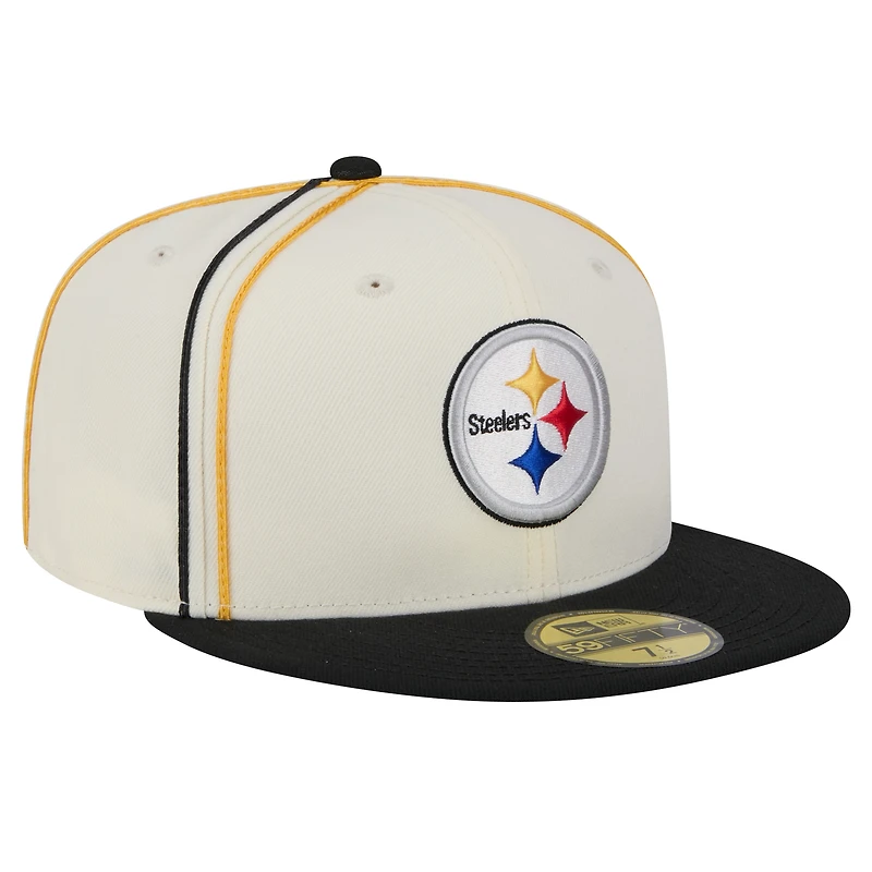 Casquette ajustée 59FIFTY crème Pittsburgh Steelers Soutache New Era pour hommes