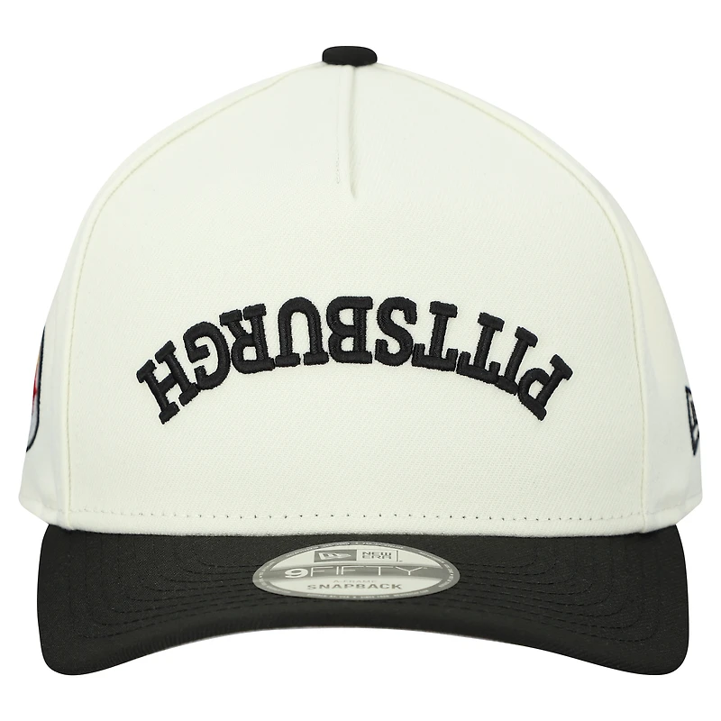 Men's New Era Cream Pittsburgh Steelers Upside Down 9FIFTY A-Frame Snapback Hat