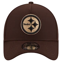 Men's New Era  Dark Brown Pittsburgh Steelers Burnt Wood A-Frame 9FORTY Adjustable Hat
