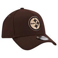 Men's New Era  Dark Brown Pittsburgh Steelers Burnt Wood A-Frame 9FORTY Adjustable Hat