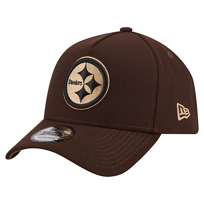 Casquette ajustable New Era Pittsburgh Steelers marron foncé, modèle Burnt Wood A-Frame 9FORTY pour homme
