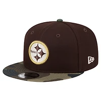 Men's New Era  Dark Brown Pittsburgh Steelers Burnt Wood Camo 9FIFTY Snapback Hat